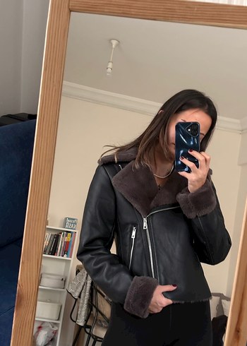 Acil satılıkKürk Detaylı Deri Kadın Biker Ceket - Görsel 5