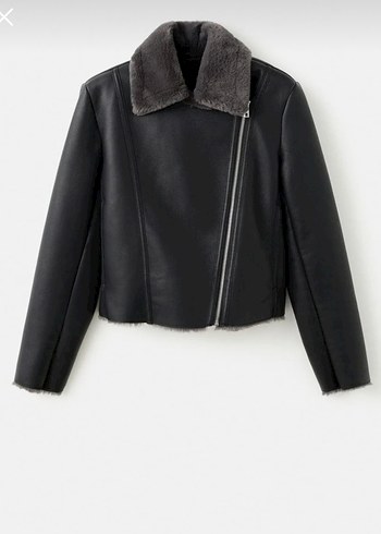 Acil satılıkKürk Detaylı Deri Kadın Biker Ceket - Görsel 2