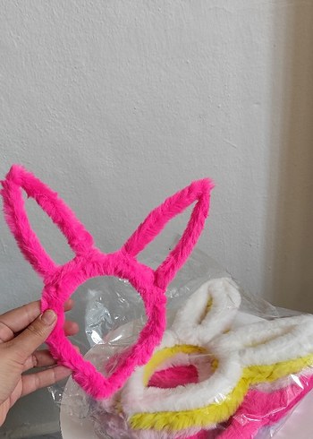 Renkli Nakışlı Elastik Tavşan Kulaklı Saç Bantları - Görsel 2