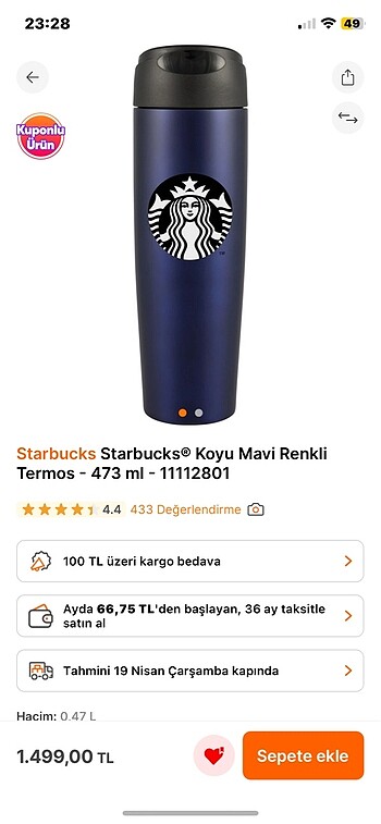Starbucks ORJİNAL STARBUCKS TERMOS 475 ML