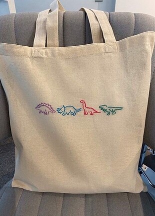 İşlemeli Tote Bag Bez Çanta 