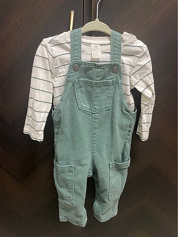 H&M marka erkek bebek kot salopet takım