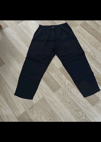 Siyah Keten Rahat Kesim Kadın Pantolon - Görsel 3