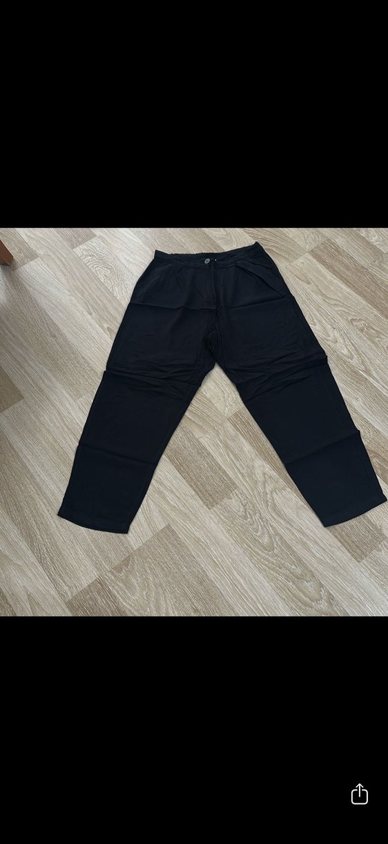 Siyah Keten Rahat Kesim Kadın Pantolon - Görsel 2