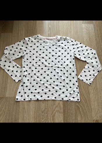 Kız Çocuk Beyaz Puantiyeli Uzun Kollu Bluz - Görsel 2