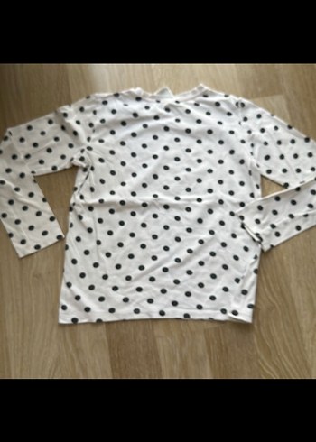 Kız Çocuk Beyaz Puantiyeli Uzun Kollu Bluz - Görsel 4