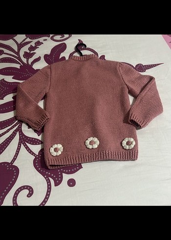 Kız Çocuk Pembe Triko Hırka el örgüsü - Görsel 4