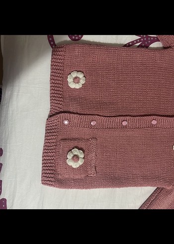 Kız Çocuk Pembe Triko Hırka el örgüsü - Görsel 7