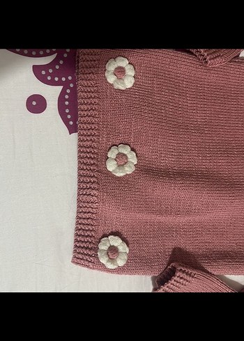Kız Çocuk Pembe Triko Hırka el örgüsü - Görsel 5