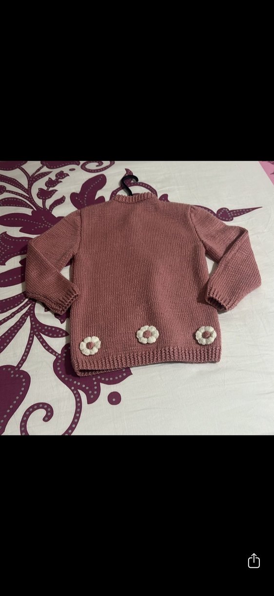 Kız Çocuk Pembe Triko Hırka el örgüsü - Görsel 4