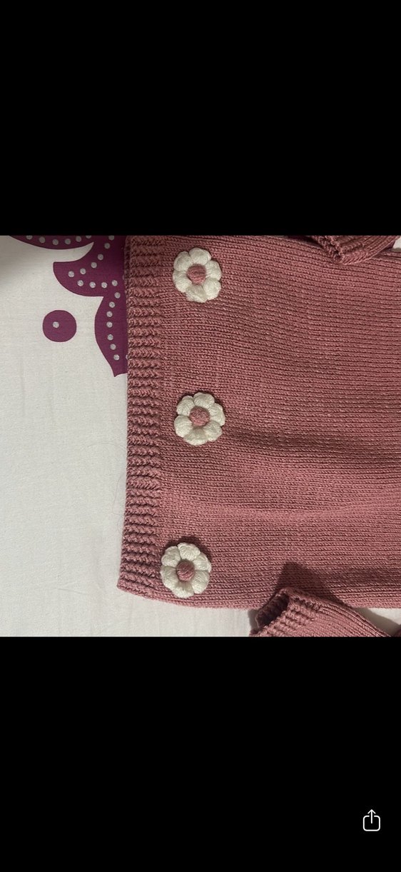Kız Çocuk Pembe Triko Hırka el örgüsü - Görsel 5