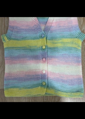 Kız Çocuk Bohem Renkli Örgü Yelek - Görsel 3