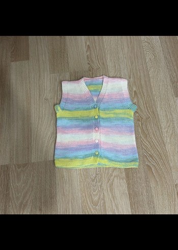 Kız Çocuk Bohem Renkli Örgü Yelek - Görsel 2