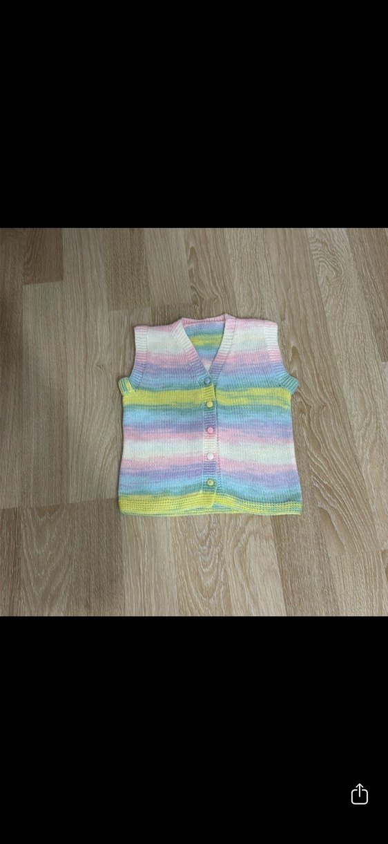 Kız Çocuk Bohem Renkli Örgü Yelek - Görsel 2