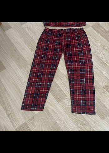 Kırmızı Erkek Düğmeli Uzun Kollu Pijama Takımı - Görsel 5