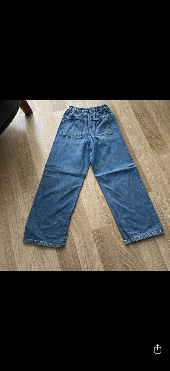 Kadın Gri Bol Kesim Midi Kot Pantolon - Görsel 3