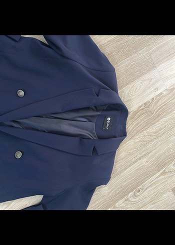 Düğmeli Lacivert Kadın Blazer Ceket - Görsel 4