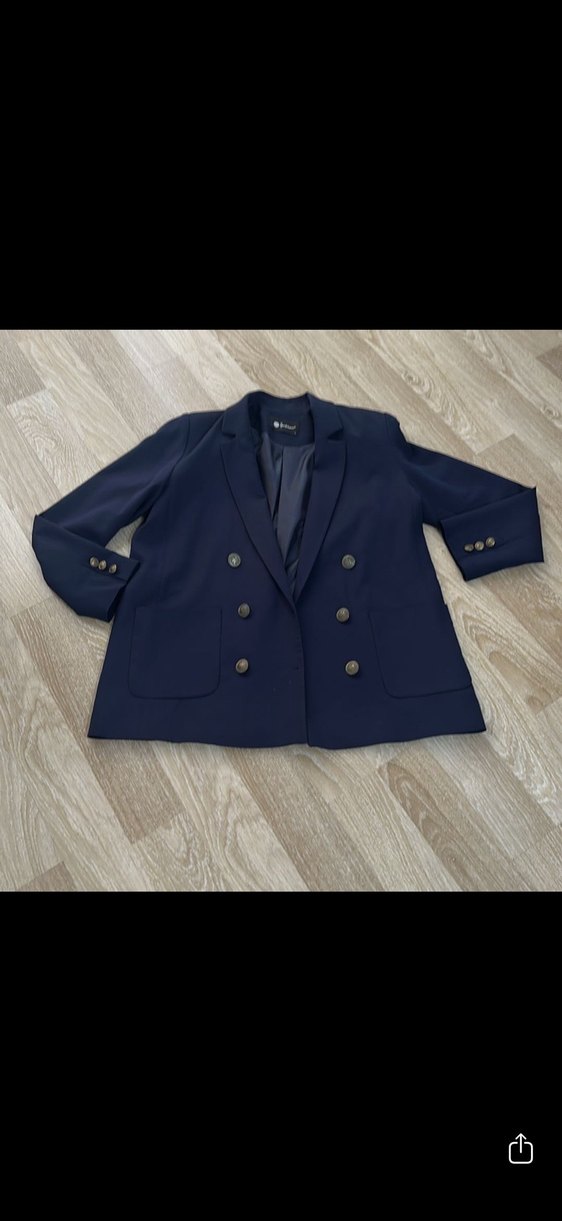 Düğmeli Lacivert Kadın Blazer Ceket - Görsel 3