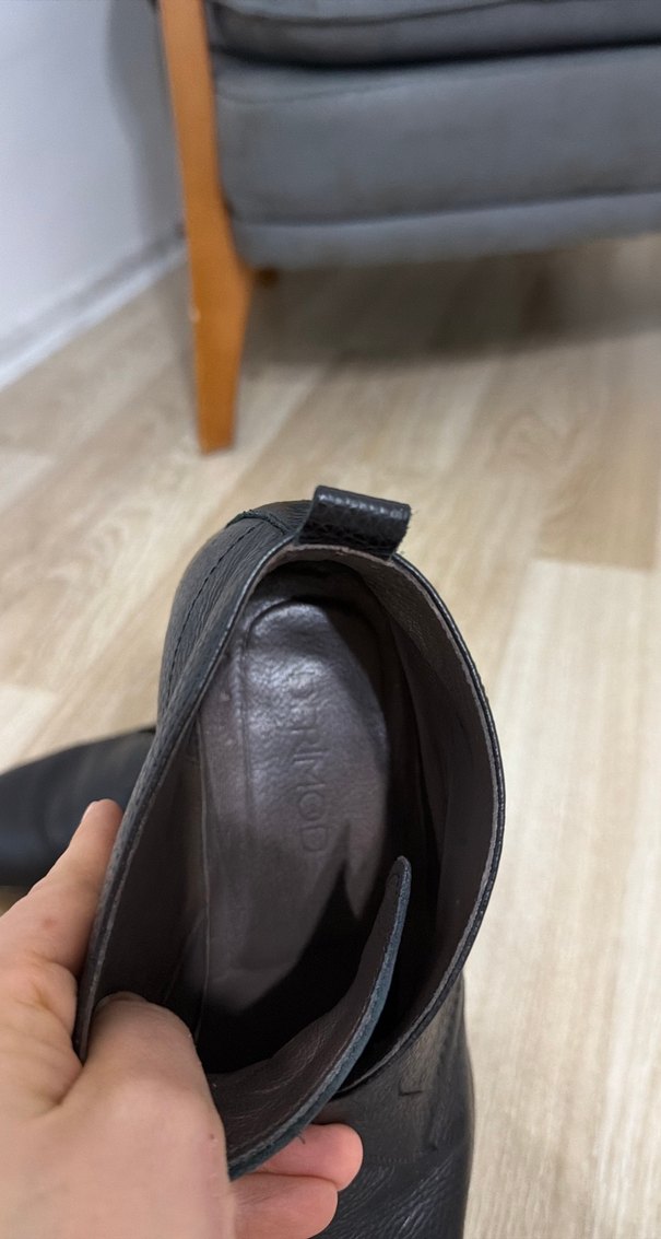 Koyu Kahverengi Minimalist Deri Erkek Bot balçığı yok sadece - Görsel 5