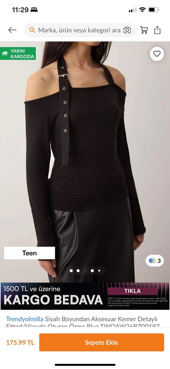 Uzun Kollu Siyah Kemerli Bluz - Görsel 5