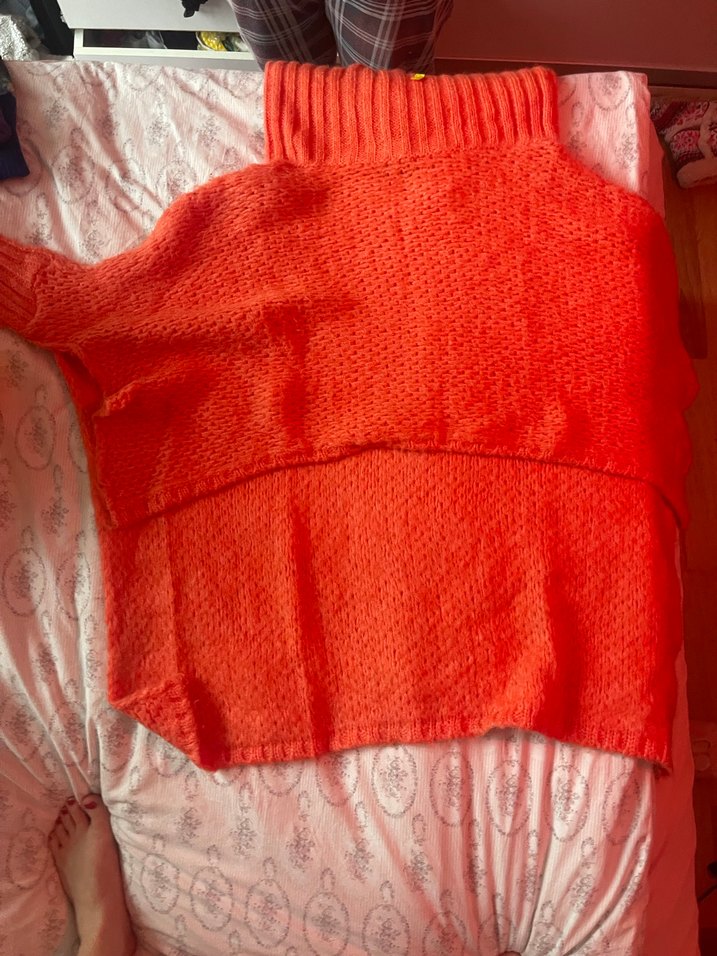 Turuncu önü kısa arkası uzun Boğazlı Triko Kadın Kazak - Görsel 3