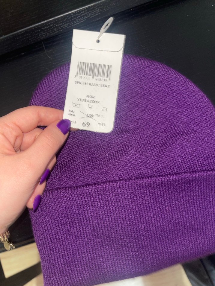 Mor Kadın Triko Bere - Görsel 3