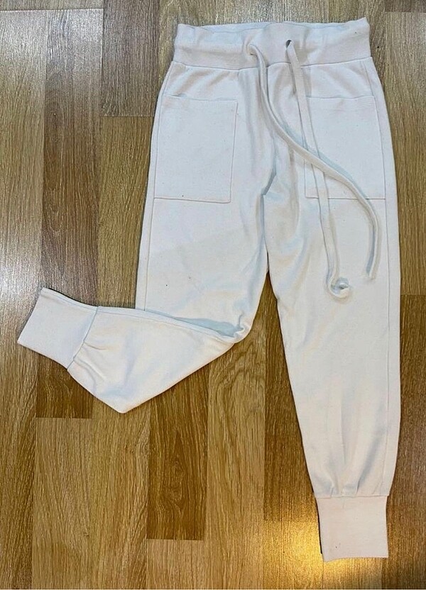 Cep Detaylı Beyaz Eşofman Altı - Görsel 4