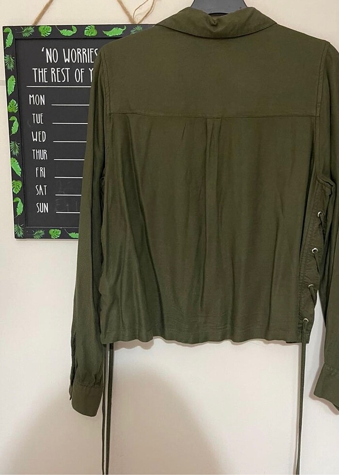 H&M Armalı Yeşil Gömlek - Görsel 5