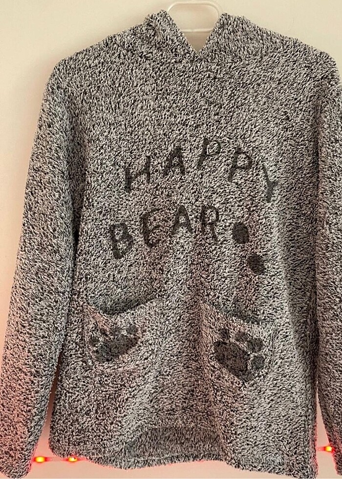 Kulak ve Cep Detaylı Kapüşonlu Polar Sweat - Görsel 3