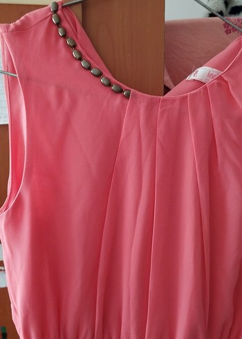 Düğmeli Pembe Saten Hamile Bluzu
