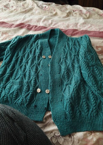 Yeşil Örgü Kadın Kazak, Boğazlı, Rahat Kesim - Görsel 3