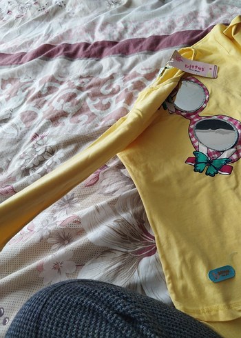 Sarı Uzun Kollu Kız Tişörtü - Görsel 5