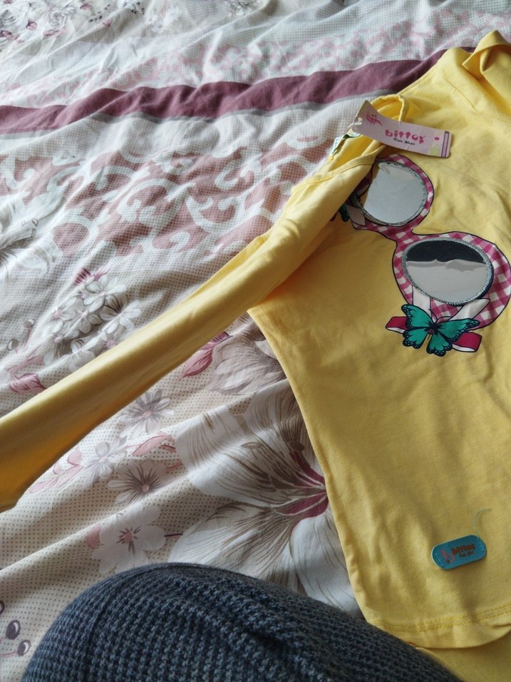 Sarı Uzun Kollu Kız Tişörtü - Görsel 5