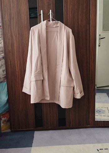 Bej Kadın Keten Midi Blazer