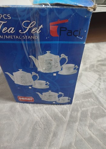 13 Parça Beyaz Çay Seti Metal Standlı - Görsel 3