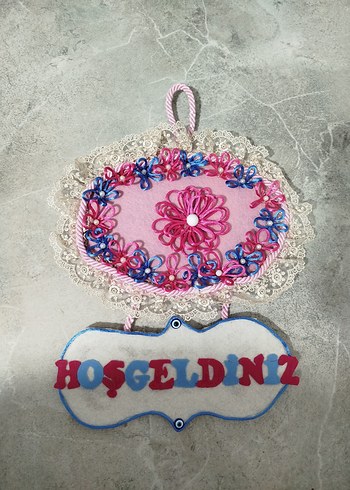 Pembe Nakışlı Hoşgeldiniz Kapı Süsü - Görsel 2