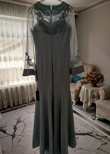 Mavi Uzun Kollu Nakışlı Kadın Elbise - Görsel 5