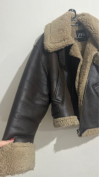 xl Beden kahverengi Renk Zara kürklü mont