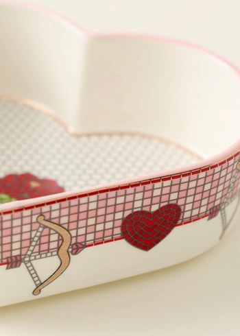 Anthropologie kalpli çerezlik Pembe Nakışlı Kalp Şekilli Tabak - Görsel 2