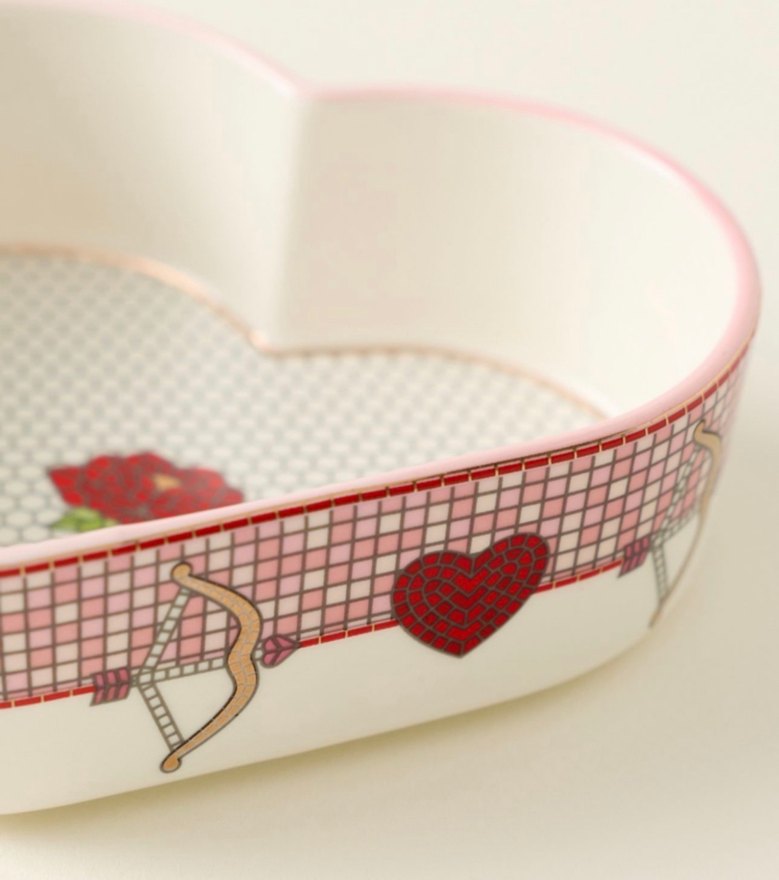 Anthropologie kalpli çerezlik Pembe Nakışlı Kalp Şekilli Tabak - Görsel 2