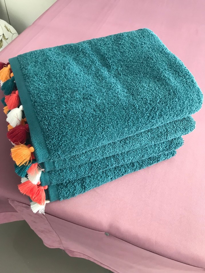 Nakışlı Bohem Turkuaz Havlu - Görsel 3