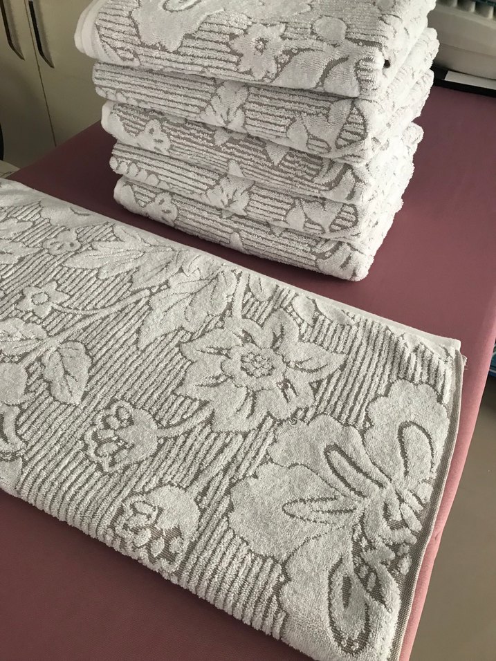 Beyaz  kahve Desenli Konvansiyonel Havlu - Görsel 4