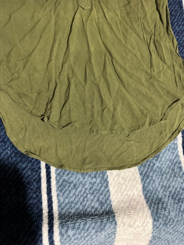 Kadın Haki Keten Uzun Kollu Gömlek - Görsel 2