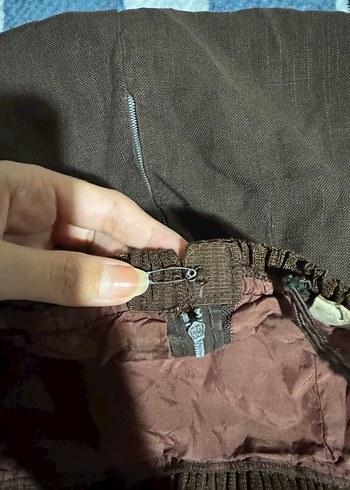 Kadın Kahverengi Uzun Keten Etek - Görsel 3