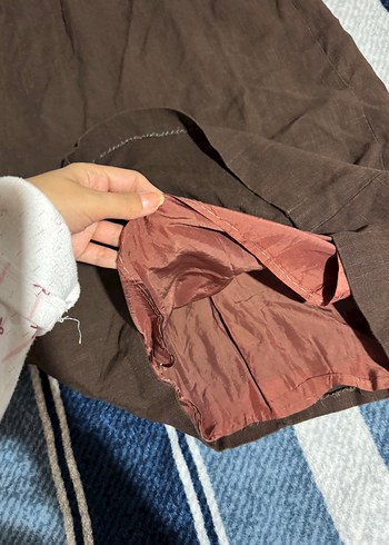 Kadın Kahverengi Uzun Keten Etek - Görsel 2