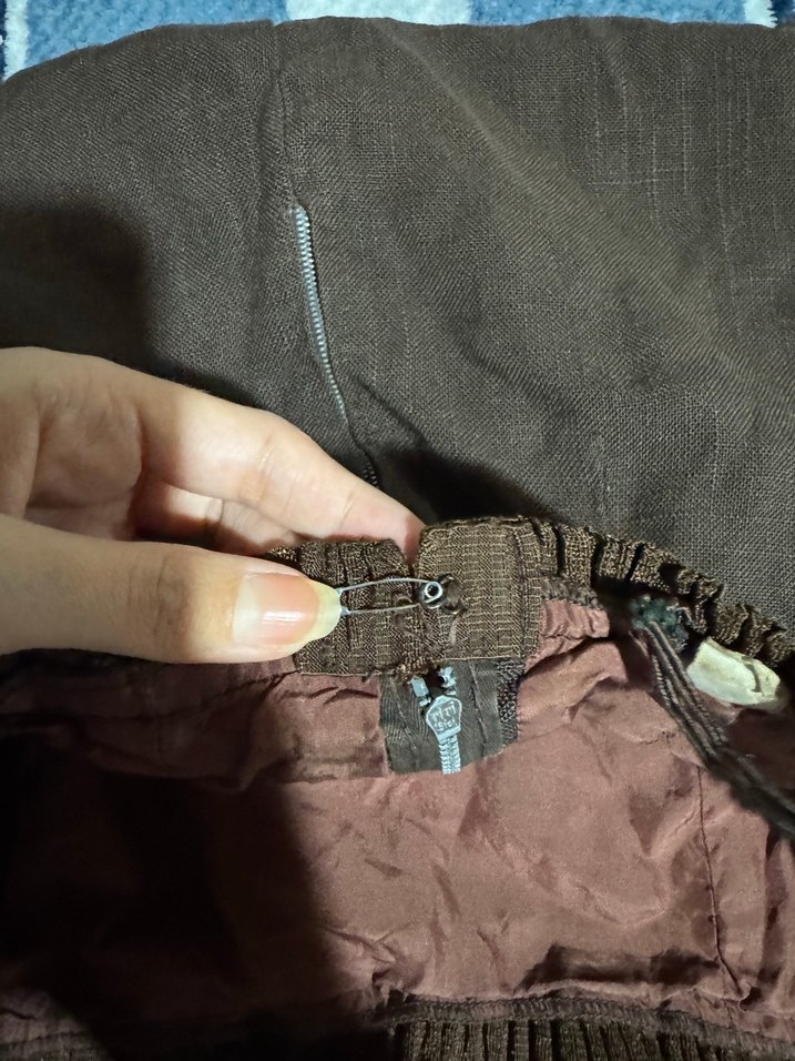 Kadın Kahverengi Uzun Keten Etek - Görsel 3