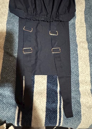 Kadın Siyah Midi Uzun Askılı Tulum - Görsel 3