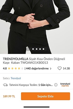 Trendyol & Milla Siyah kaşe ceket