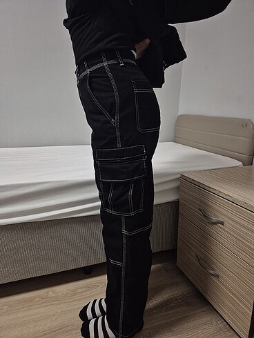36 Beden siyah Renk BERSHKA siyah kargo pantolon