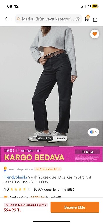 34 Beden Kot pantolon jean